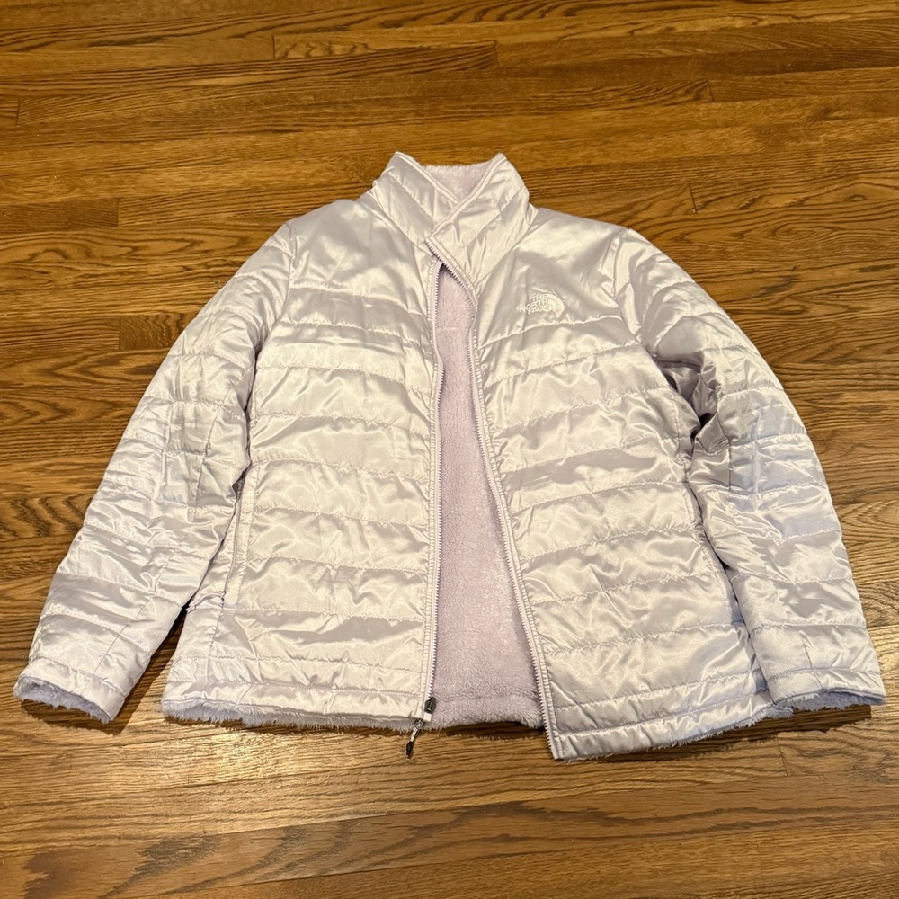 The North Face Womens Lilac Fog Shine Mossbud Reversible Puffer Jacket Size XL